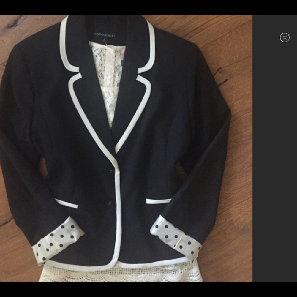 Cynthia Rowley Black and White Piped Blazer